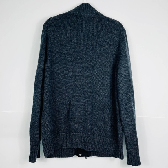Banana Republic Men XL Merino Wool Blend Thick Knit Sweater Jacket Full Zip Gray - Picture 3 of 12